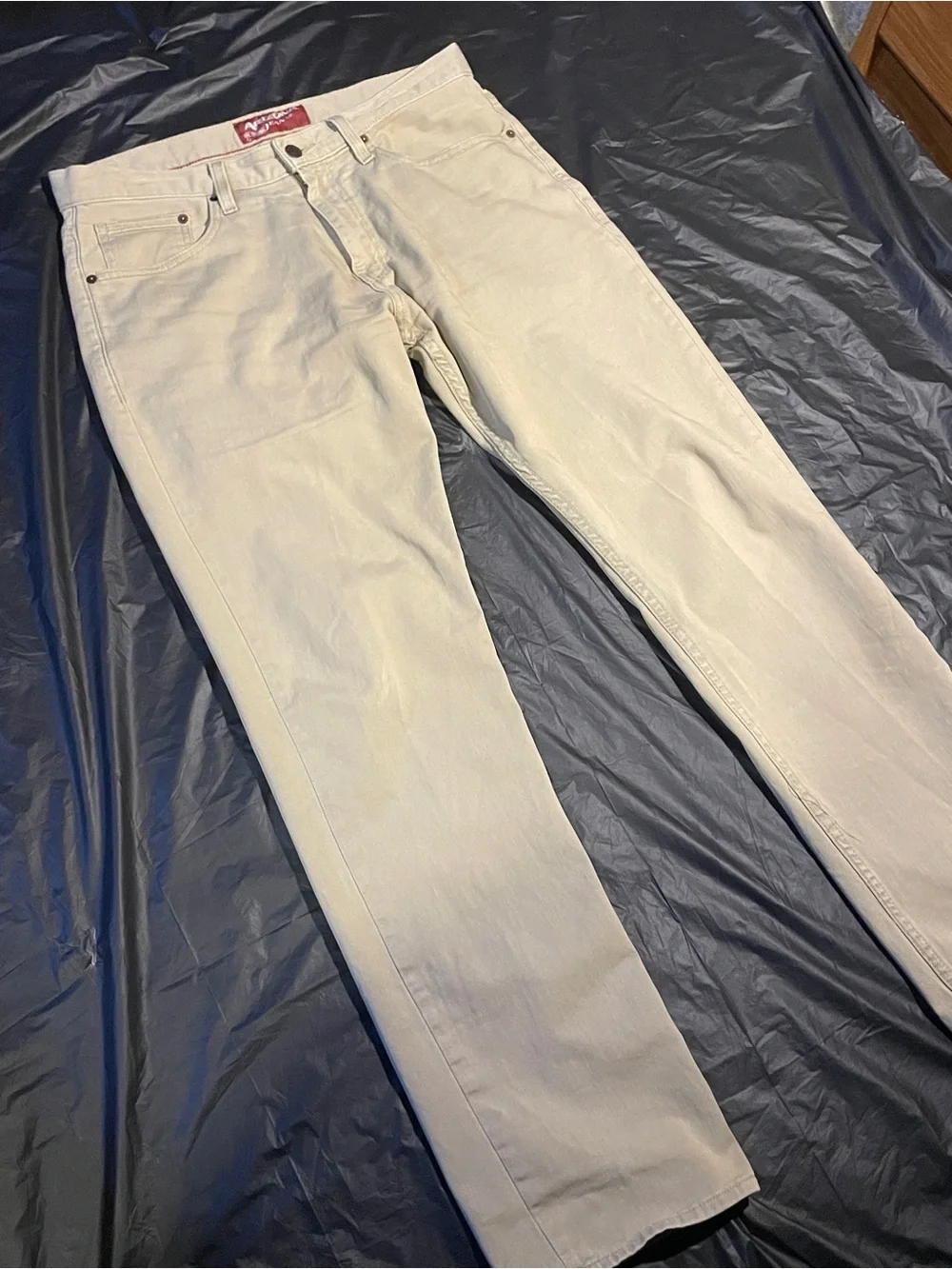 Arizona Jean Co Mens Straight Leg Khaki Pants Tan 32x32